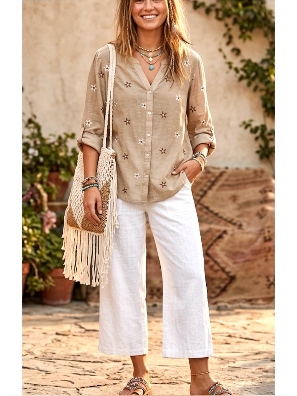 FIG & FLOWER BOHO EMBROIDERED TOP 1X/2X FESTIVAL COQUETTE RAYON BLD ROLL TAB NEW